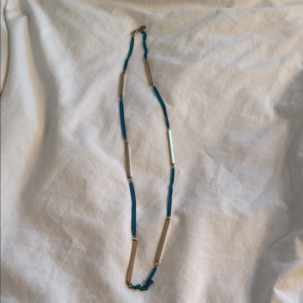 Ann Taylor Blue and Gold Chain Necklace